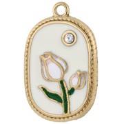 23,5x15 m pendente con motivo a fiore - resina epossidica - acciaio inossidabile 304 Dorato x 1|raw }}