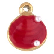 Ciondolo a conchiglia 11x10 mm con resina epossidica - Acciaio inossidabile 304 Dorato - Rosso