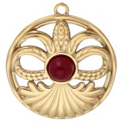 Pendente rotondo da 26 mm con corniola cabochon - Acciaio inossidabile 304 Dorato x 1|raw }}