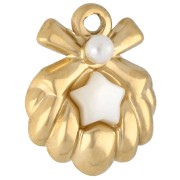 Ciondolo a conchiglia 17x14 mm con stella in madreperla - Acciaio inossidabile 304 Dorato - Bianco x1|raw }}
