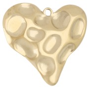 Pendente a cuore martellato 31,5x34 mm - Acciaio inossidabile 304 Dorato x 1|raw }}