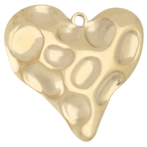 Pendente a cuore martellato 31,5x34 mm - Acciaio inossidabile 304 Dorato x 1