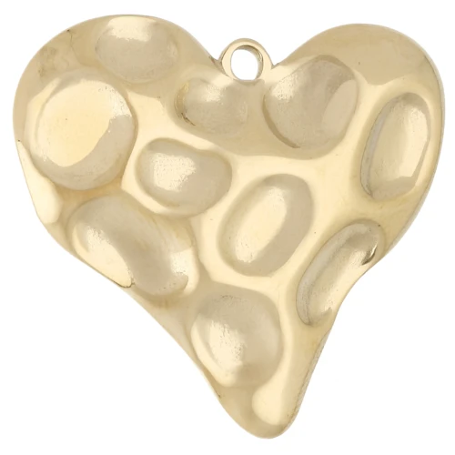 Pendente a cuore martellato 31,5x34 mm - Acciaio inossidabile 304 Dorato x 1