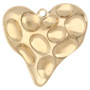 Pendente a cuore martellato 31,5x34 mm - Acciaio inossidabile 304 Dorato x 1