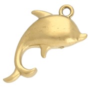 Ciondolo a forma di delfino 12x16 mm con strass - Acciaio inossidabile 304 Dorato - Cristallo x1