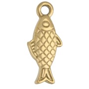 Ciondolo a forma di pesce 14x6 mm con strass - Acciaio inossidabile Dorato 304 - Cristallo x1