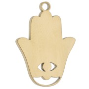 Pendente a forma di mano di Hamsa 20x14,5 mm Resina epossidica - Acciaio inossidabile 304 Dorato - Verde x 1
