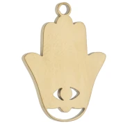 Pendente a forma di mano di Hamsa 20x14,5 mm Resina epossidica - Acciaio inossidabile 304 Dorato - Verde x 1