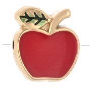 Perla a forma di mela 10x8,5 mm con resina epossidica - Acciaio inossidabile 304 Dorato - Rosso x1