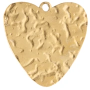 Pendente a forma di cuore 17,5x18 mm con cabochon e strass - Acciaio inossidabile 304 Dorato - Bianco - Verde