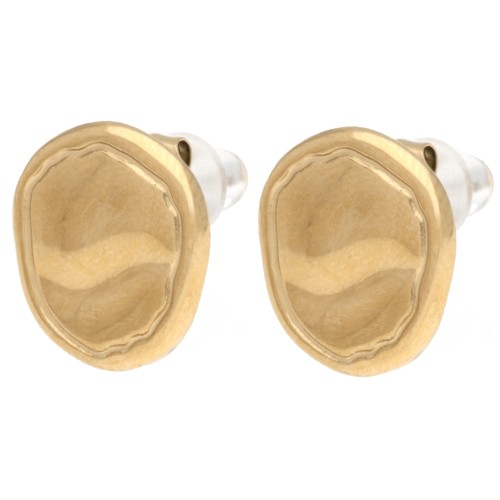 Orecchini perno irregolari 12x11 mm - Acciaio inossidabile Dorato 304 x2