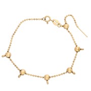 Bracciale a maglie sferiche da 1,5 mm con 5 perle di fermatura da 5 mm, acciaio inossidabile 304 Dorato, lunghezza 18 cm