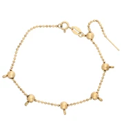Bracciale a maglie sferiche da 1,5 mm con 5 perle di fermatura da 5 mm, acciaio inossidabile 304 Dorato, lunghezza 18 cm