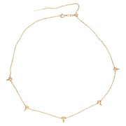 Collana a maglia a palline da 1,5 mm con 5 perline di fermatura da 5 mm in acciaio inossidabile 304 Dorato, lunghezza 47 cm