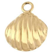 Ciondolo a conchiglia 17,5x15 mm con perla di Perla - Acciaio inossidabile 304 Dorato - Bianco