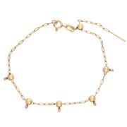 Bracciale a maglia Forzatina da 1,6 mm con 5 perle di fermatura da 4 mm, acciaio inossidabile 304 Dorato, lunghezza 20 cm