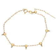 Bracciale a maglia Forzatina da 1,6 mm con 5 perle di fermatura da 4 mm, acciaio inossidabile 304 Dorato, lunghezza 20 cm