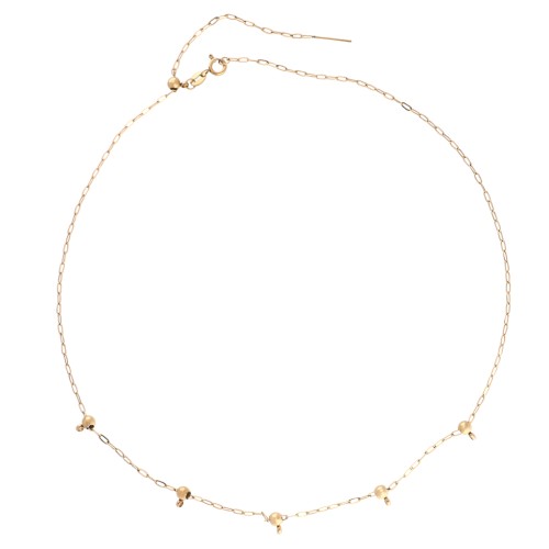 Collana a maglia Forzatina da 1,6 mm con 5 perle di fermatura da 4 mm in acciaio inossidabile 304 Dorato, 47 cm
