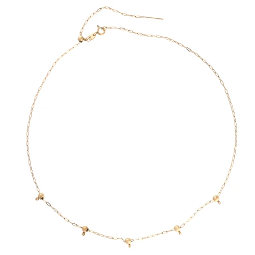 Collana a maglia Forzatina da 1,6 mm con 5 perle di fermatura da 4 mm in acciaio inossidabile 304 Dorato, 47 cm