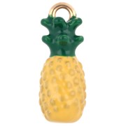 Ciondolo ananas 18,7x7,3 mm con resina epossidica - Acciaio inossidabile 304 Dorato - Giallo x1