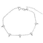 Bracciale a maglia Forzatina da 1,6 mm con 5 perle di fermo da 4 mm - Acciaio inossidabile 304 x 20 cm