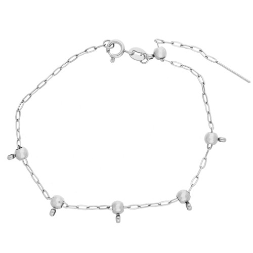 Bracciale a maglia Forzatina da 1,6 mm con 5 perle di fermo da 4 mm - Acciaio inossidabile 304 x 20 cm