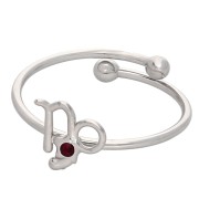 Anello regolabile con segno zodiacale - Capricorno - Acciaio inossidabile 304L - Rosso x1