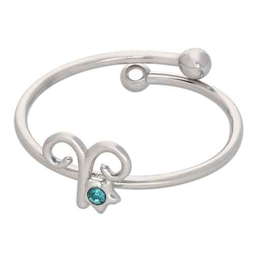 Anello regolabile con segno zodiacale - Ariete - Acciaio inossidabile 304L - Acquamarina x1
