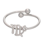 Anello regolabile con segno zodiacale - Vergine - Acciaio inossidabile 304L - Cristallo x1