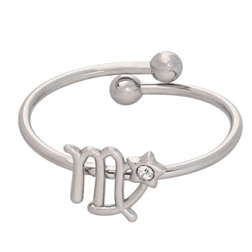 Anello regolabile con segno zodiacale - Vergine - Acciaio inossidabile 304L - Cristallo x1