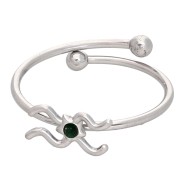 Anello regolabile con segno zodiacale - Acquario - Acciaio inossidabile 304L - Smeraldo x1
