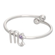 Anello regolabile con segno zodiacale - Scorpione - Acciaio inossidabile 304L - Light Amethyst