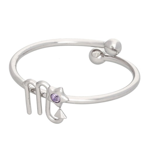 Anello regolabile con segno zodiacale - Scorpione - Acciaio inossidabile 304L - Light Amethyst