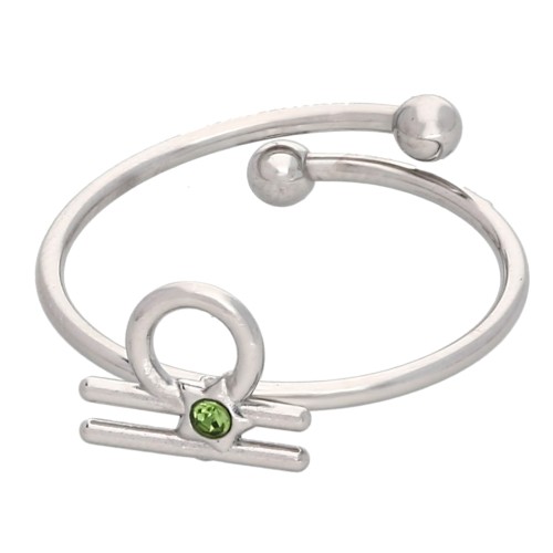 Anello regolabile con segno zodiacale - Bilancia - Acciaio inossidabile 304L - Peridoto x1