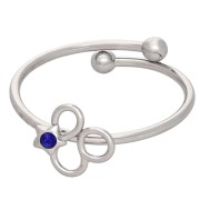 Anello regolabile con segno zodiacale - Leone - Acciaio inossidabile 304L - Zaffiro x1