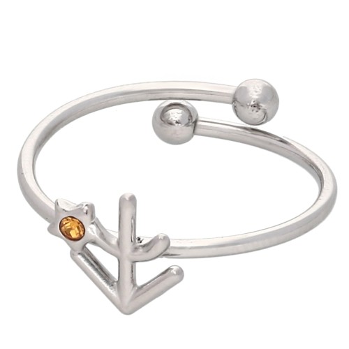 Anello regolabile con segno zodiacale - Sagittario - Acciaio inossidabile 304L - Topazio x1