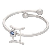 Anello regolabile con segno zodiacale - Gemelli, acciaio inossidabile 304L - Light Sapphire x1
