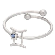 Anello regolabile con segno zodiacale - Gemelli, acciaio inossidabile 304L - Light Sapphire x1