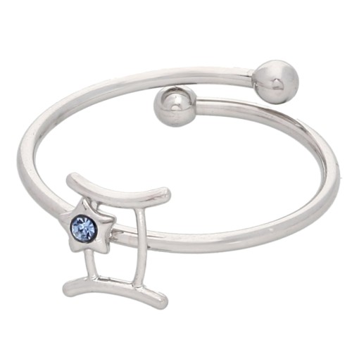 Anello regolabile con segno zodiacale - Gemelli, acciaio inossidabile 304L - Light Sapphire x1