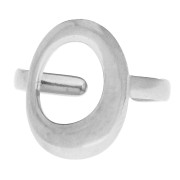 Anello regolabile ovale scavato, 18 mm - Taglie da T.51 a T.58 - Acciaio inossidabile 304 x1