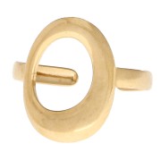 Anello regolabile ovale scavato, irregolare, 18 mm - Taglie da T.51 a T.58 - Acciaio inossidabile 304 Dorato x1