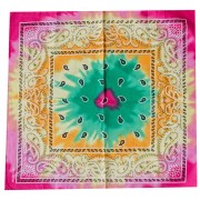 Bandana 100% cotone - Cashmere - Tie & Dye - Verde - Arancione - Rosa x1
