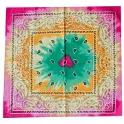 Bandana 100% cotone - Cashmere - Tie & Dye - Verde - Arancione - Rosa x1