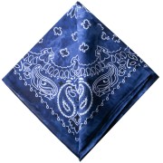 Bandana 100% cotone - Fantasia cachemire - Effetto sbiadito - Blu navy x1