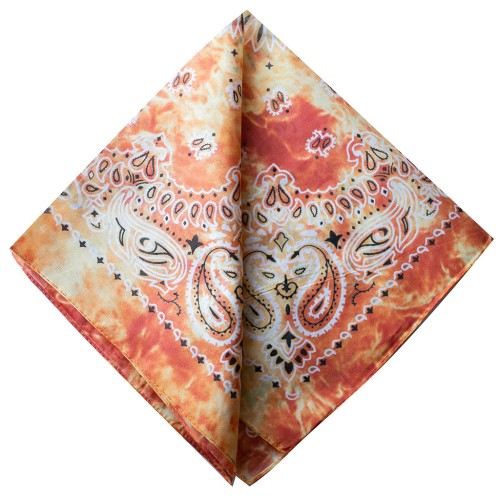 Bandana 100% cotone - motivo cashmere - effetto sbiadito - Arancione x1
