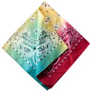 Verde - Bandana 100% cotone - Cashmere - Tie and Dye - Rosso - Giallo - Verde x1 Bandana 100% cotone - Cashmere - Tie and Dye - Rosso - Giallo - Verde x1