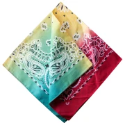 Bandana 100% cotone - Cashmere - Tie and Dye - Rosso - Giallo - Verde x1
