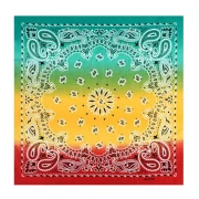 Bandana 100% cotone - Cashmere - Tie and Dye - Rosso - Giallo - Verde x1