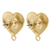 Orecchini perno a forma di cuore 19,5x17 mm con resina epossidica - Dorati con oro fino - Rossi x2