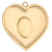Pendente a forma di cuore da 31 mm con resina epossidica - Dorato con oro fino - Rosso x1